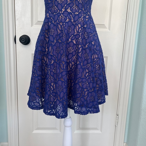 City Studio Royal Blue Lace Skater dress Size 9 - Picture 6 of 11